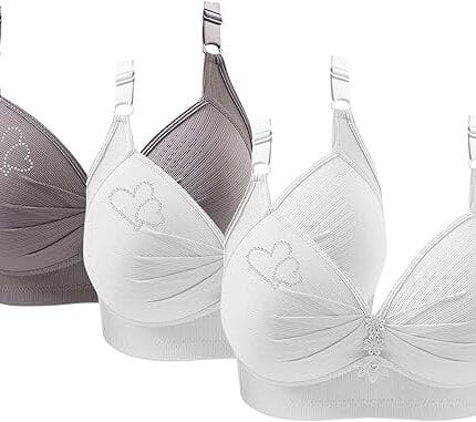 3 Pack Sports Bras for Women 2024 Comfortable V-neck No Underwire Bra Push Up Adjustable Strap Breathable Soft Bras