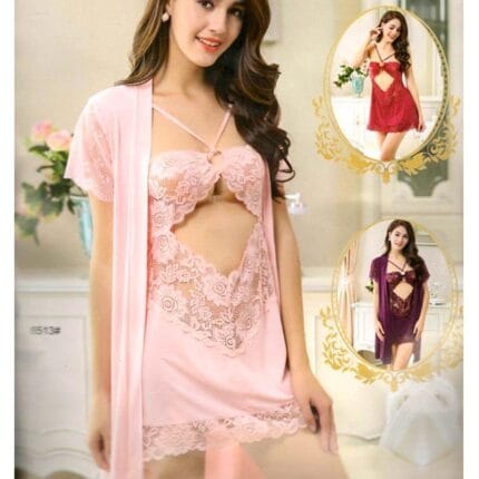3 Pcs Sexy Short Nighty - 6513