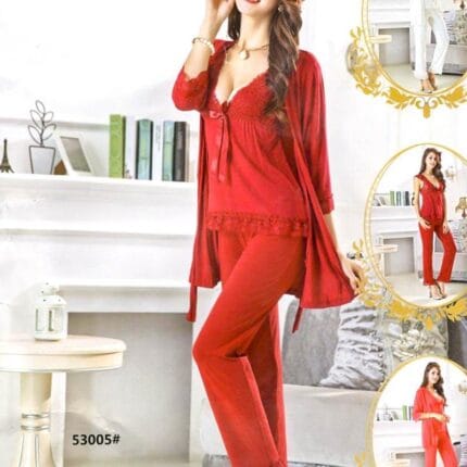3 Pcs Slik Ladies Nightwear - 53005