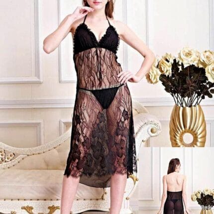 Bridal Sexy See Through Long Lace Nighty - 3044