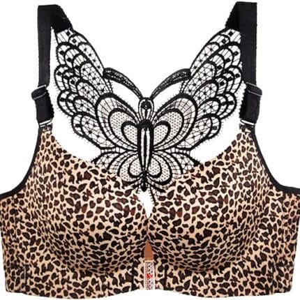 Lace Bras for Women No Leopard Print Bra Butterfly Back Bra