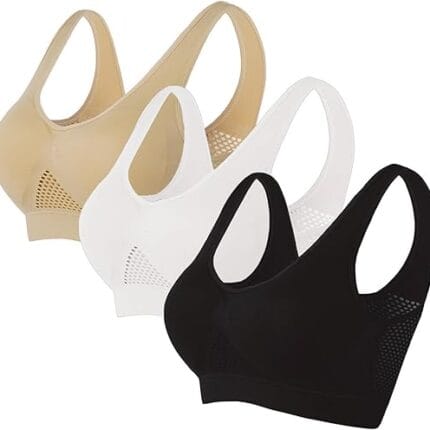 Sports Bras for Women, 3 Pack Breathable No Underwire Underwear 2024 Hollow Cool Liftup Air Bra Plus Size Comfy Bra