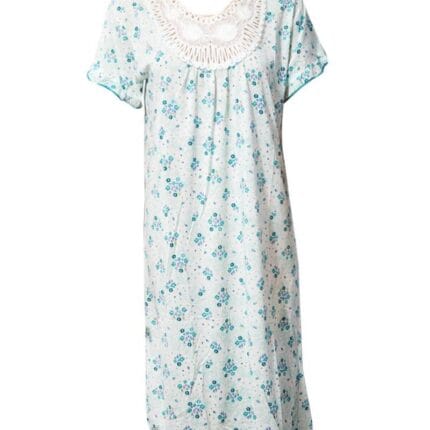 Stylish White Long Nighty With Flower Print 111.9 -