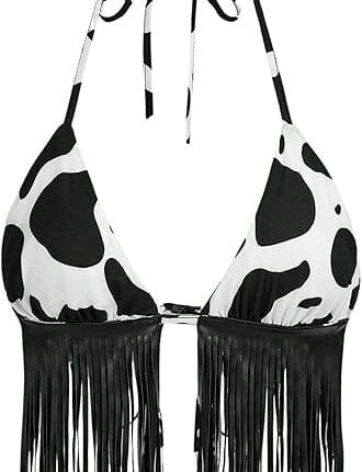 Women Western Cowgirl Fringe Top Rodeo Rave Tank Shirt Bra