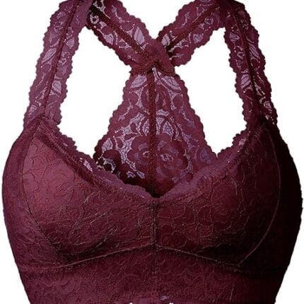YIANNA Women Floral Lace Bralette Sexy Racerback Lace Bra