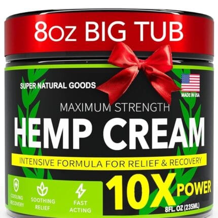 Hemp Cream Maximum Strength (8 oz) Hemp Oil & Arnica, Soothes Discomfort on Joint Muscle Shoulder Hip Neck Knee & Back Support, All Natural Relief Cream Made in USA, Instant...