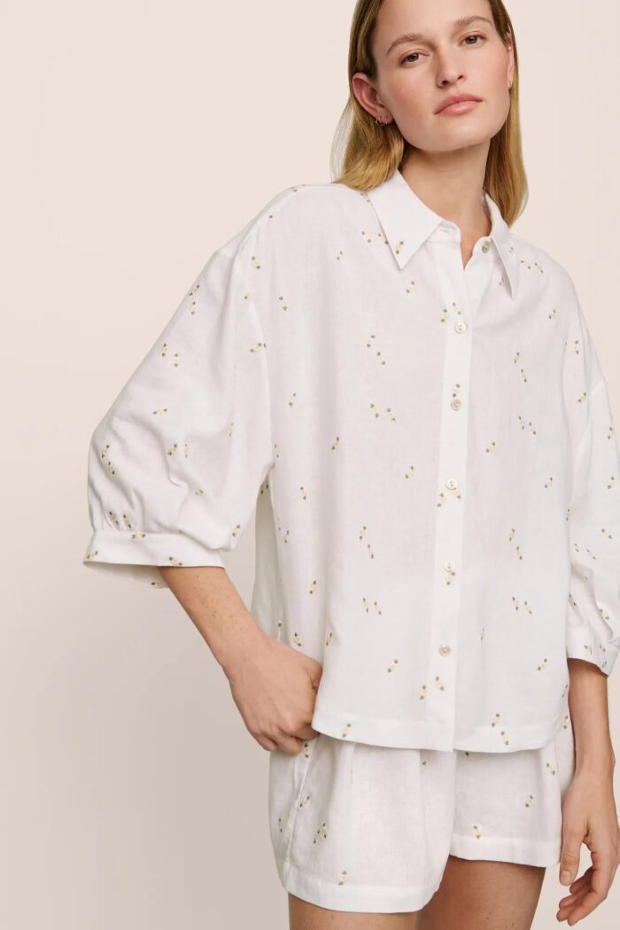 Linen Blend Relaxed Quarter Sleeve Top
