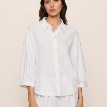 Linen Blend Relaxed Quarter Sleeve Top