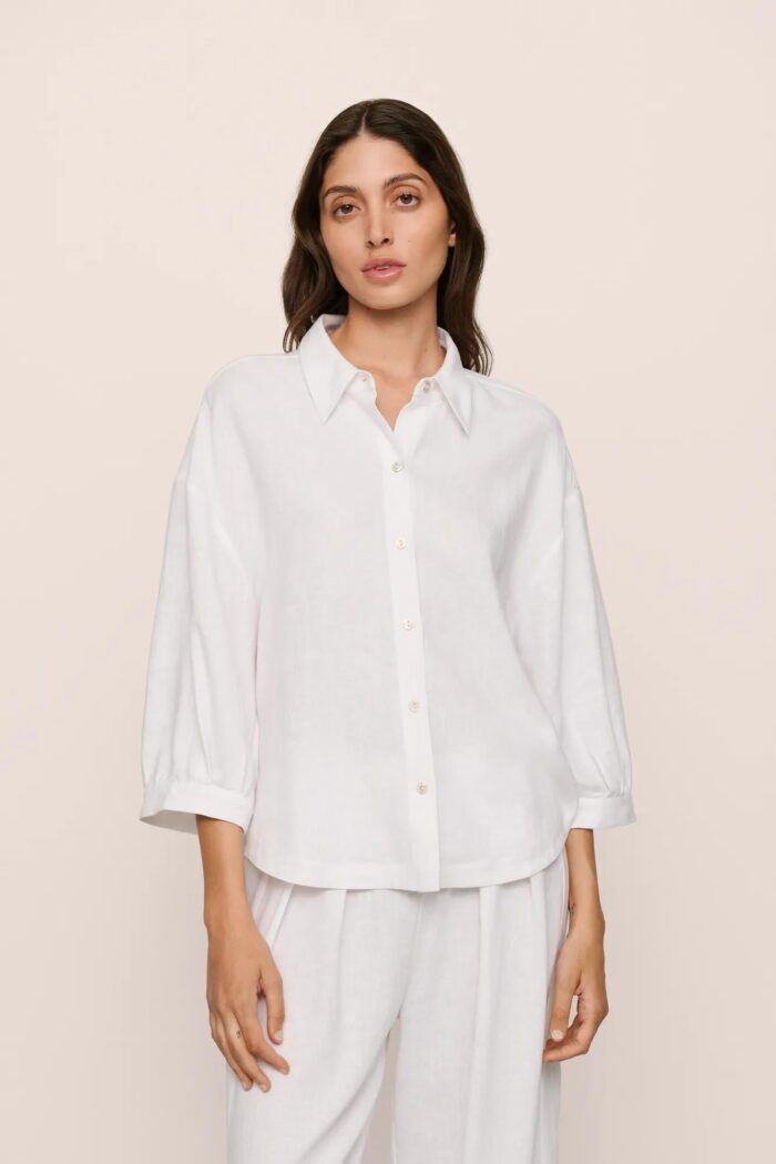 Linen Blend Relaxed Quarter Sleeve Top