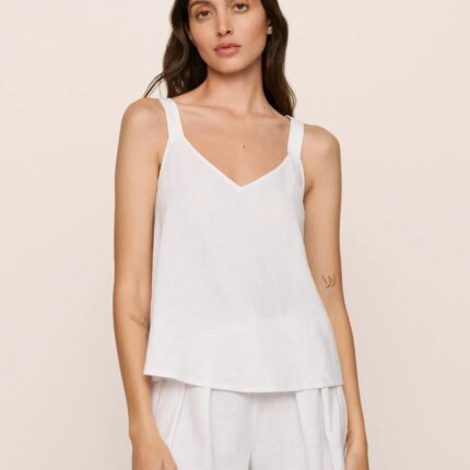 Linen Blend V Neck Cami
