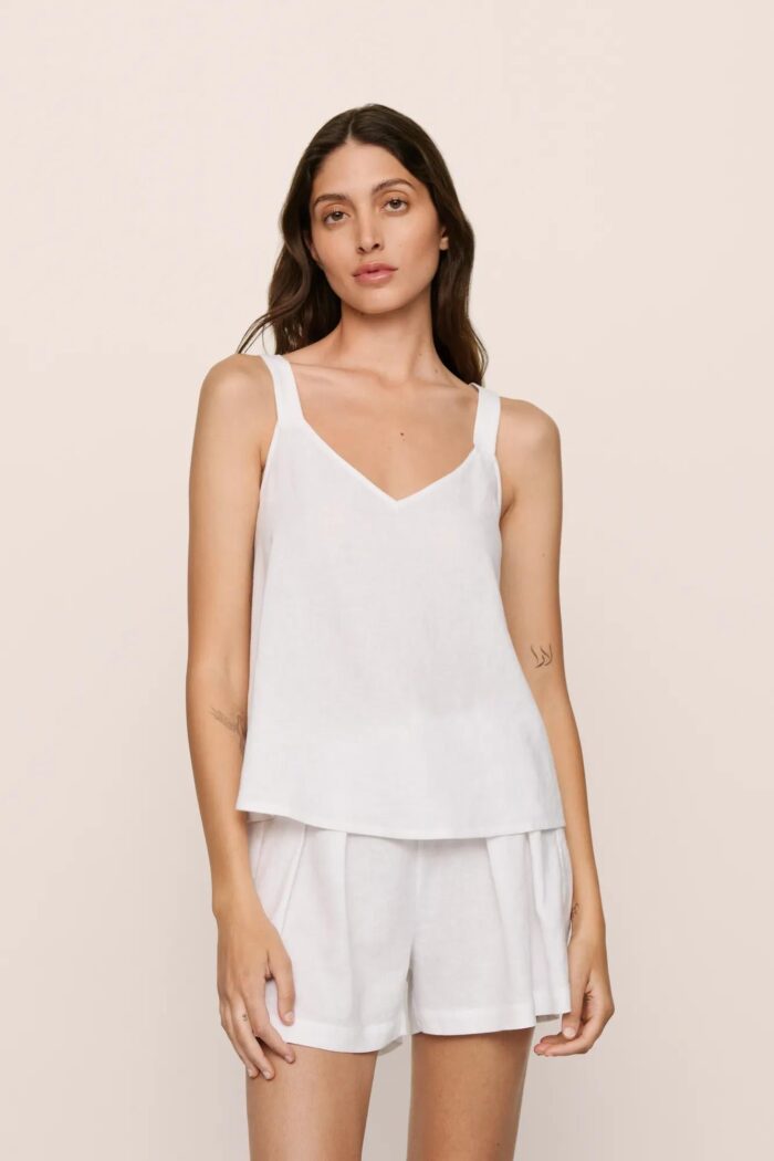 Linen Blend V Neck Cami
