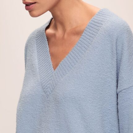 Recycled Boucle Boyfriend Oversized V-Neck Sweater