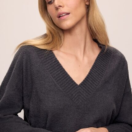 Recycled Boucle Boyfriend Oversized V-Neck Sweater
