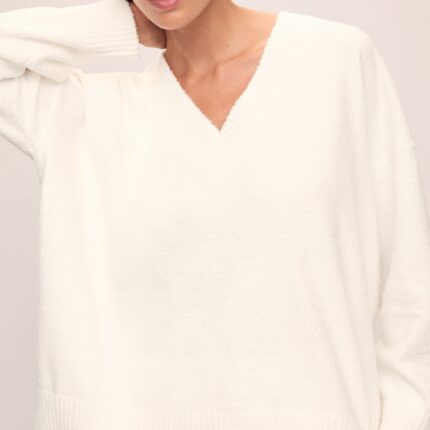 Recycled Boucle Boyfriend Oversized V-Neck Sweater