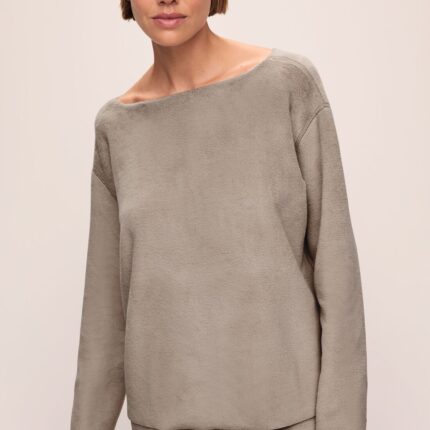 Reversible Plush Raw Edge Pullover