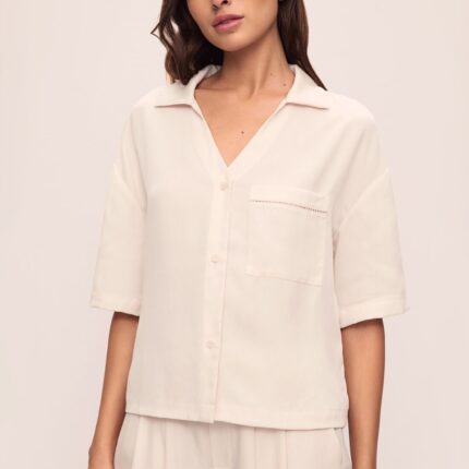 Tencel Woven Relaxed Button Front Top