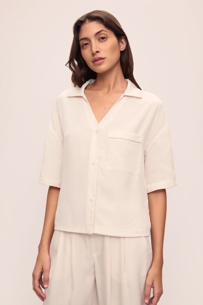 Tencel Woven Relaxed Button Front Top