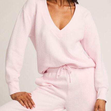 Waffle Knit Deep V in Puff