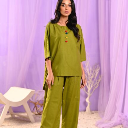 Women's Caftan Style Suit - Parrot Green