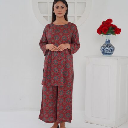 Women's Classic Loungewear-Red Ajrak