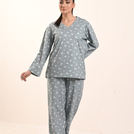 Women's Jersey Self Printed Track Suit - Silver Birch