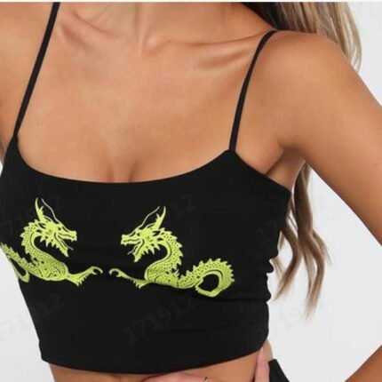 Women's Solid Color Printing Sleeveless Halter Vest Bra